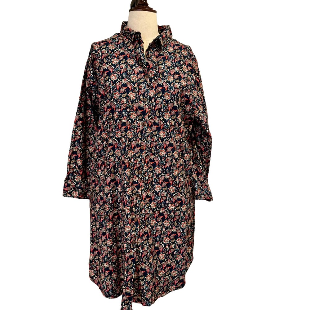 Ipecki Womens Button-Front Long Sleeve Paisley Print Dress